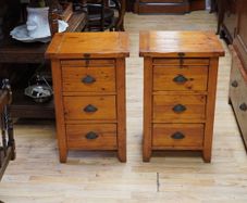Pair of Irish Coast Reclaimed Wood Bedside Cabinets