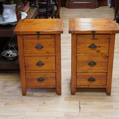 Pair of Irish Coast Reclaimed Wood Bedside Cabinets