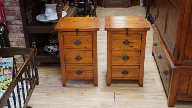 Pair of Irish Coast Reclaimed Wood Bedside Cabinets