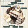 Dressing Table with LED Light Mirror, 3 Light Colors and Adjustable Brightness, Modern Vanity Table Set with 5 Solid Wood Drawers, Velvet Chair for Adults Women Girls Bedroom, 80 100  40  76 CM Image 3