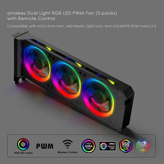 Anidees Graphic Card Cooler 3 x80mm PWM fan
