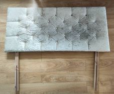 headboard king bed velvet silver grey diamonds