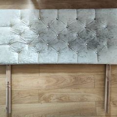headboard king bed velvet silver grey diamonds