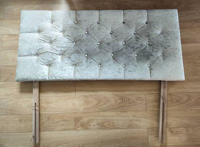 headboard king bed velvet silver grey diamonds