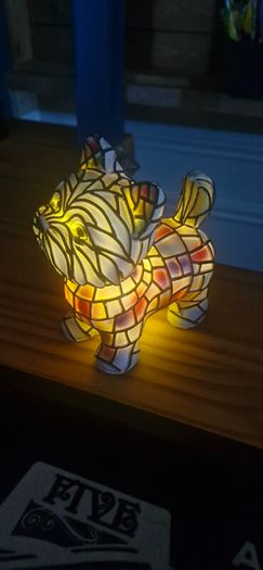 Stained glass terrier dog table lamp