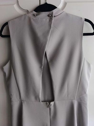 ASOS Light Grey Dress with Triangle Cutout Back.