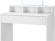 main image for ad _Dressing Table with Rectangular Mirror and 2 Drawers, Cosmetic Table with 3 Open Compartments, Dressing Table for Make-up, Modern, White