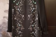 Zara Black Dress, beautiful print, lace detail at the back, size S