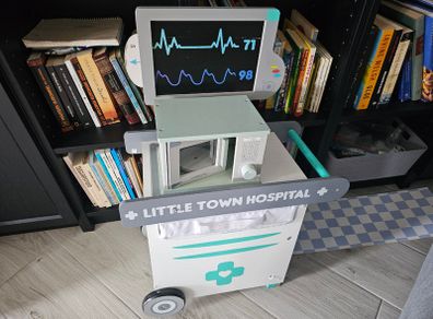 Little Town Hospital wooden toy medical trolley