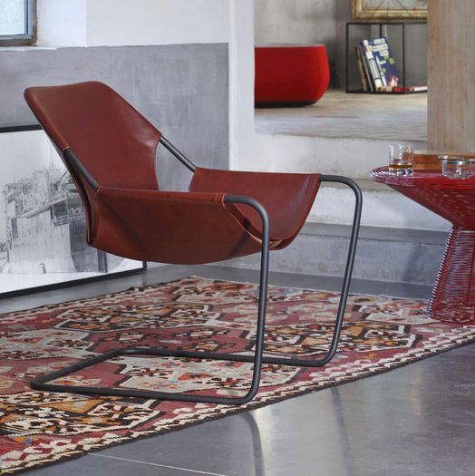 Paulistano Leather Armchair by Objekto, Cognac Red