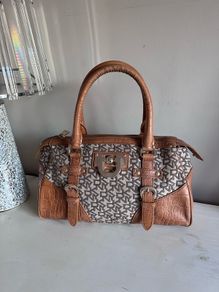 DKNY Brown / Tan Handbag with Leather