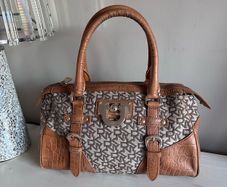 DKNY Brown / Tan Handbag with Leather