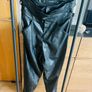 Pinko black high waisted leather look trousers Image 3
