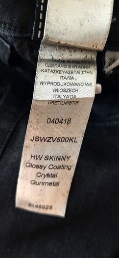 7 for All Mankind Black High Waist Glossy Coating Crystal Gunmetal Skinny Jeans Sz 26 (Fit 8UK) - Rrp 240 (New)
