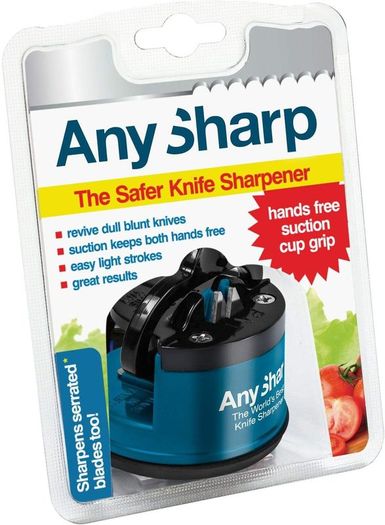 World's Best Knife Sharpener with PowerGrip, Blue