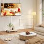 TV Stand on Wheels for 27-60 Inch TVs, Mobile TV Stand Cart Trolley Height Adjustable Swivel with Wood Base Max VESA 400x400mm Holds 40kg (Beige Without Shelf Image 2