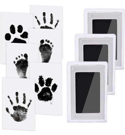 Baby Handprint and Footprint Kit, 3 Baby Handprint Ink Pads with Clean-Touch, 6 Imprint Cards, Pet Paw Print, Inkless Print Kit Safe Non-Toxic for baby Feet and Hands, Family Keepsake (FREE POSTAGE)