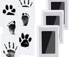 Baby Handprint and Footprint Kit, 3 Baby Handprint Ink Pads with Clean-Touch, 6 Imprint Cards, Pet Paw Print, Inkless Print Kit Safe Non-Toxic for baby Feet and Hands, Family Keepsake (FREE POSTAGE)