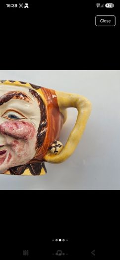 Vintage character 'Price Bros' face jug mid century ceramic pottery jester clown Toby pitcher