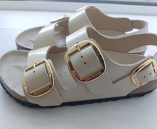 Birkenstock Milano Cream Patent Leather Sandals