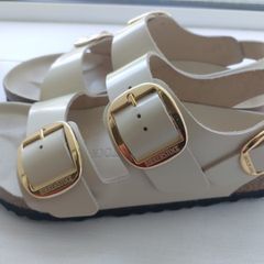Birkenstock Milano Cream Patent Leather Sandals