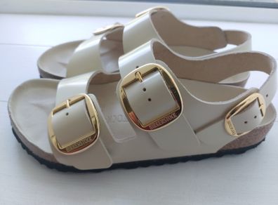 Birkenstock Milano Cream Patent Leather Sandals