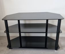 TV Stand Modern Black Glass