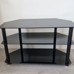 TV Stand Modern Black Glass