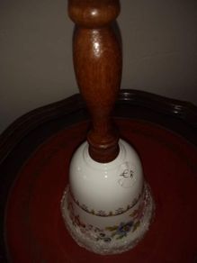 Bone China Bell With Woodin Handl.