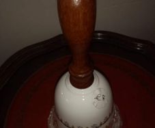 Bone China Bell With Woodin Handl.