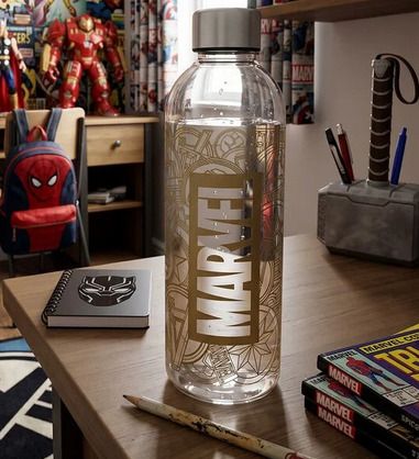 New Marvel Water Bottle with a Metal Lid - ideal for work, travel, gym, etc