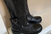 NeroGiardini Womens black leather biker boots