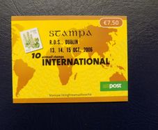 Ireland 2006 Stamp Booklet.75c x 10.International.Overprinted,RDS Dublin Stampa Oct 2006.MMH.