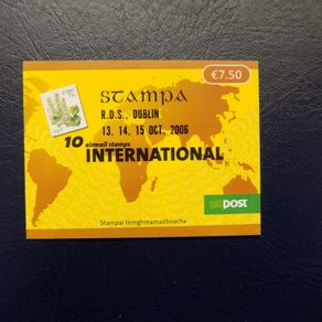 Ireland 2006 Stamp Booklet.75c x 10.International.Overprinted,RDS Dublin Stampa Oct 2006.MMH.