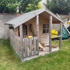 kids playhouse and swing set