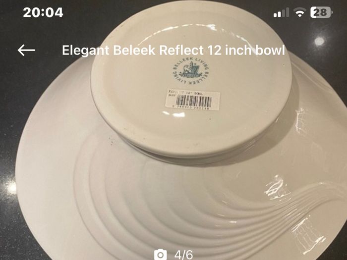 Reduced Belleek living Reflect 12 inch bowl with original sticker