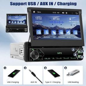 1DIN 7 Inch HD Manual Retractable Screen Car Radio MP5 Player Built In FM Radio Receiver Multifunctional Multimedia Autoradio For Car Radio 1 Din Entertainment System