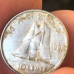 10 cents 1968 Canada silver 80% spot price