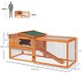 Rabbit Hutch with Run Wooden Guinea Pig Hutch Outdoor Bunny Cage Hide House with Sliding Tray, Hay Rack, Ramp, 156 x 58 x 68cm, Orange Image 2