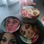J H Lynch midcentury style coaster set in tin. Beautiful kitsch women art coasters. Tin and Cork coasters in metal tin. Kitsch home decor. Image 3