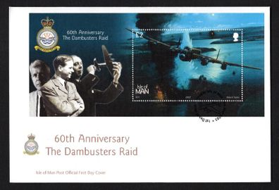 2003 Isle of Man 60th Anniversary of The Dambusters Raid Commemorative Stamp Miniature Sheet First Day Cover (FDC)