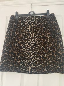 Dunnes Stores Leopard Print Mini Skirt - Size 14 - Lined