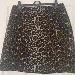 Dunnes Stores Leopard Print Mini Skirt - Size 14 - Lined