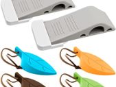 6 Pack Doorstops, 2 Pcs Rubber Door Stoppers with Holders and 4 Pcs Decorative Silicone Leaf Stoppers, Secure Door Wedges Finger Protectors for Home Office
