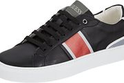 GUESS Men's Leather Sneakers, Todi Low, Black, Size EU 43, UK 9, US 10