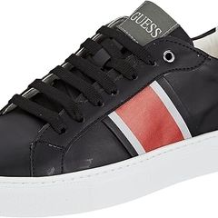 GUESS Men's Leather Sneakers, Todi Low, Black, Size EU 43, UK 9, US 10