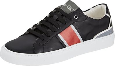 GUESS Men's Leather Sneakers, Todi Low, Black, Size EU 43, UK 9, US 10
