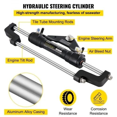 Hydraulic Outboard Steering Kit 300HP, Hydraulic Steering Kit Helm Pump,Hydraulic Boat Steering Kit with 22 Feet Hydraulic