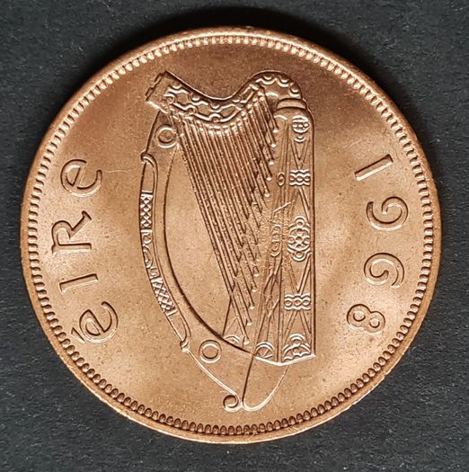 Excellent Chickless BU Ireland 1968 1d Penny Missing Chick Variety Error coin.