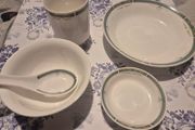 Vintage Burlington Fine Porcelain 5-Piece Oriental Dinner Set